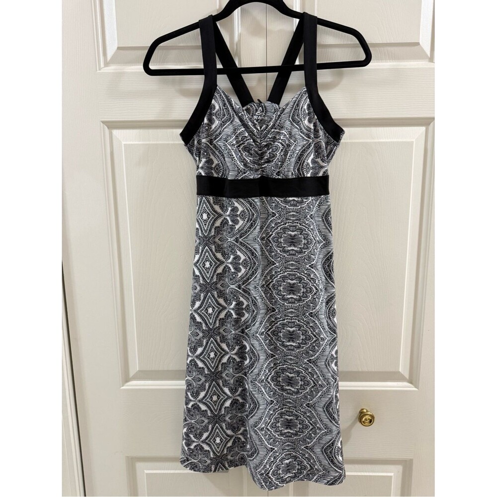 prAna Amaya Black White Paisley Athletic Dress Shelf Bra Small